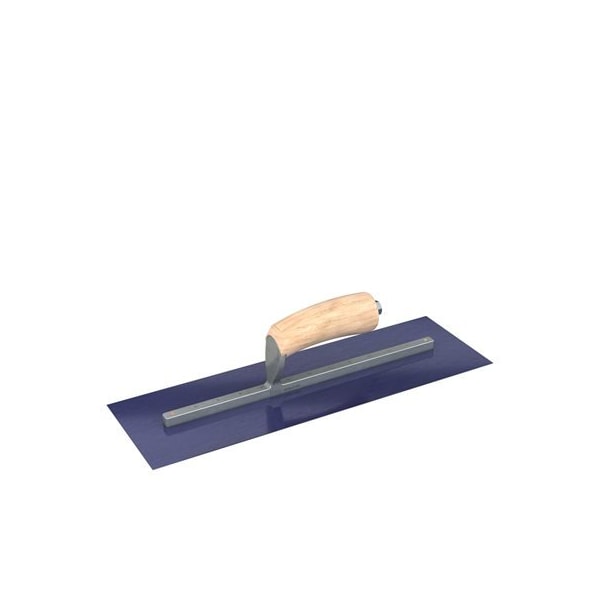 Ultra Flex Blue Steel Finishing Trowel - Sqaure End - 16" x 5" with Camel Back Wood Handle